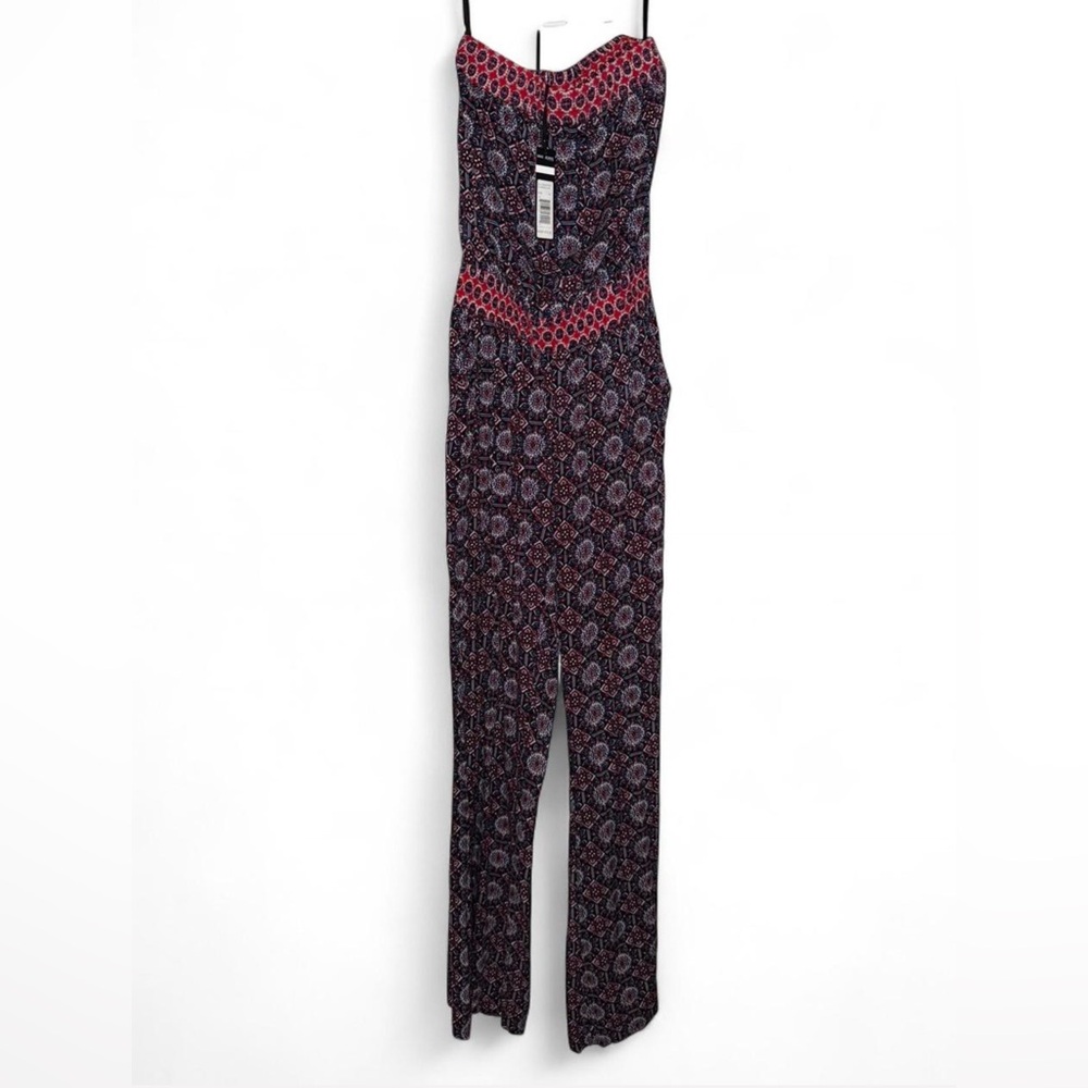 Max Jeans Women's Geometric Jumpsuit - Navy and Red